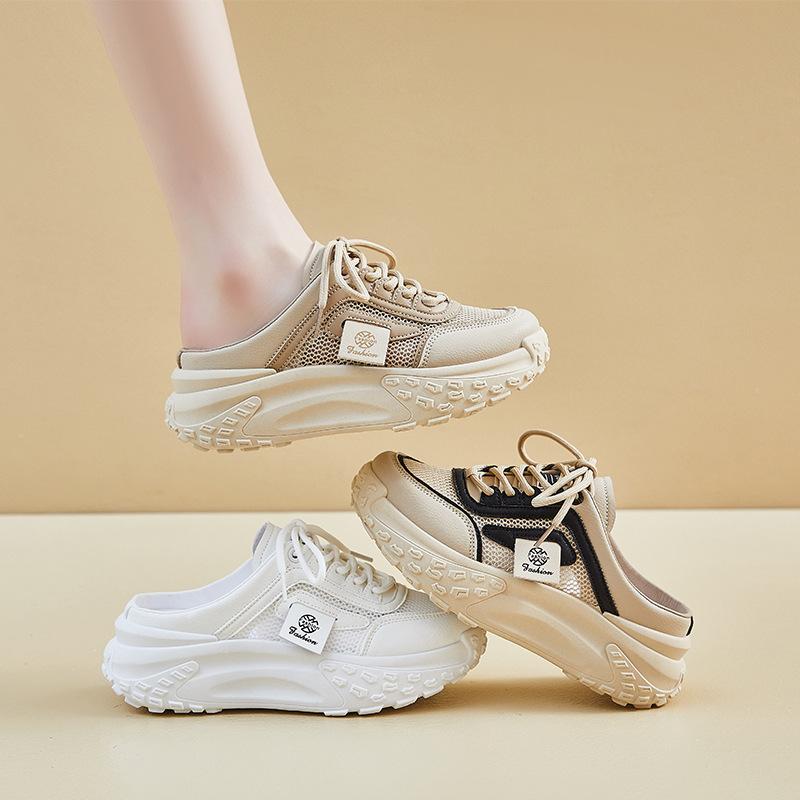 New Summer Half-support Dad Shoes for Women Mesh Breathable Students