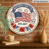 2D Flat, 1pc Classic 4Th July Independence Since 1776 Round Aluminum Metal Sign with American Flag Fireworks And Floral Wreath Wall Decor for