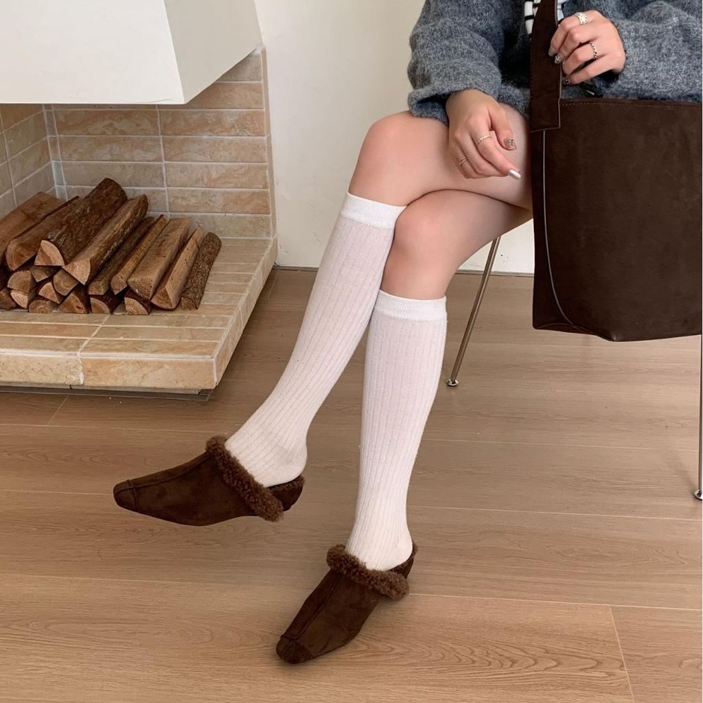 2025 Retro Velvet Warm Single Shoes Women's Autumn and Winter New Fashion Korean Version Black Versatile and Thin Fluffy Shoes Cotton