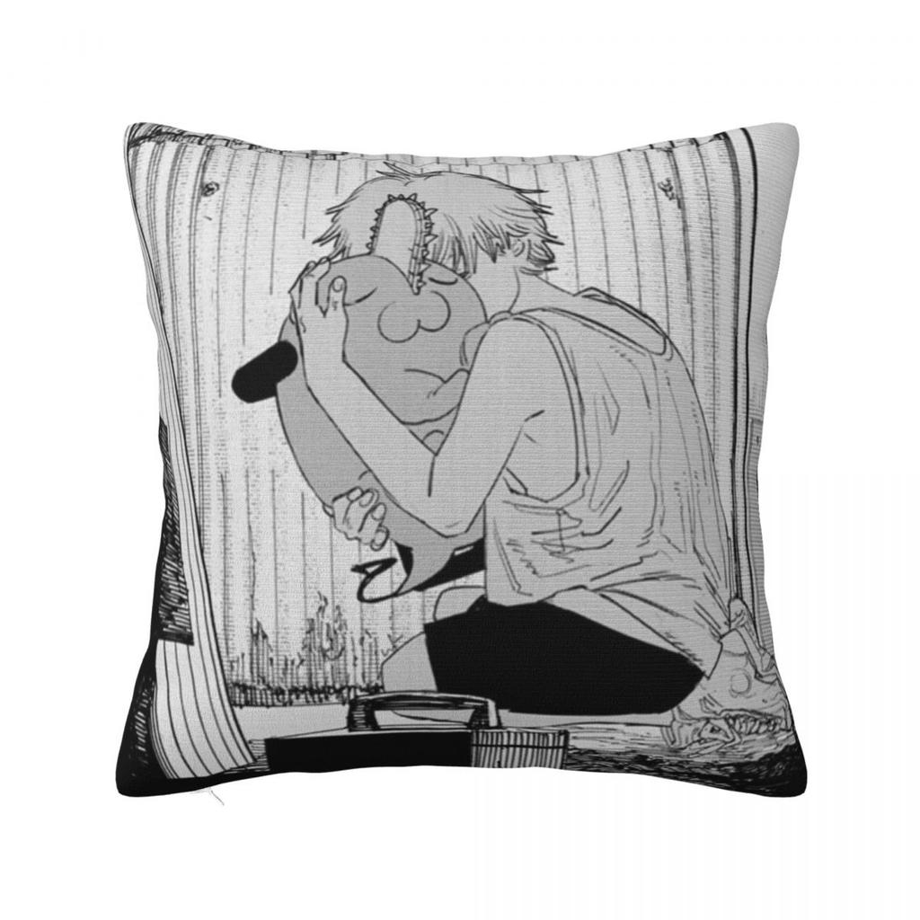 Chainsaw Man Volume  Cover Square Pillow Cases Denji Pochita Devil Makima Cushion Covers Fashion Decor Pillowcase for Car
