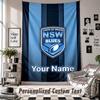 Wall Hanging Tapestry With Custom Name & Text, NSW Blues Logo Decorative Tapestry For Bedroom