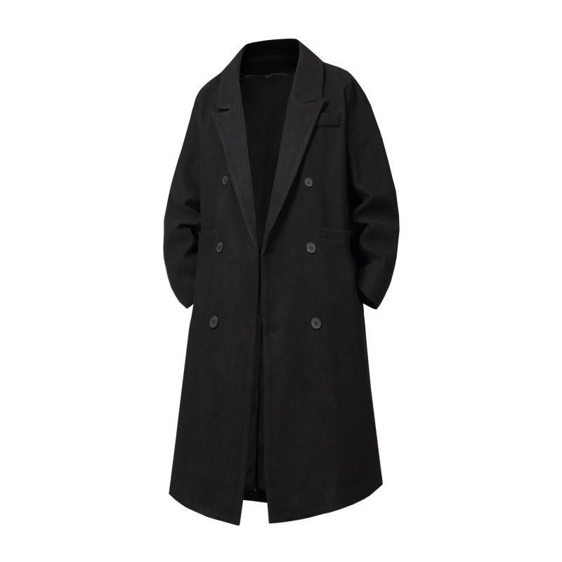 Mens Wool Blend Coat Warm Mid-Length Overcoat Stylish British Style Trench