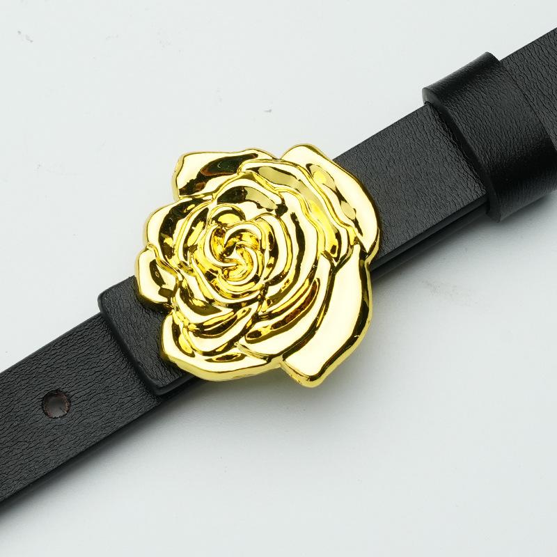Women'S Leather Belt New Double-Sided Versatile Belt Pure Cowhide Women'S Smooth Buckle Belt Women