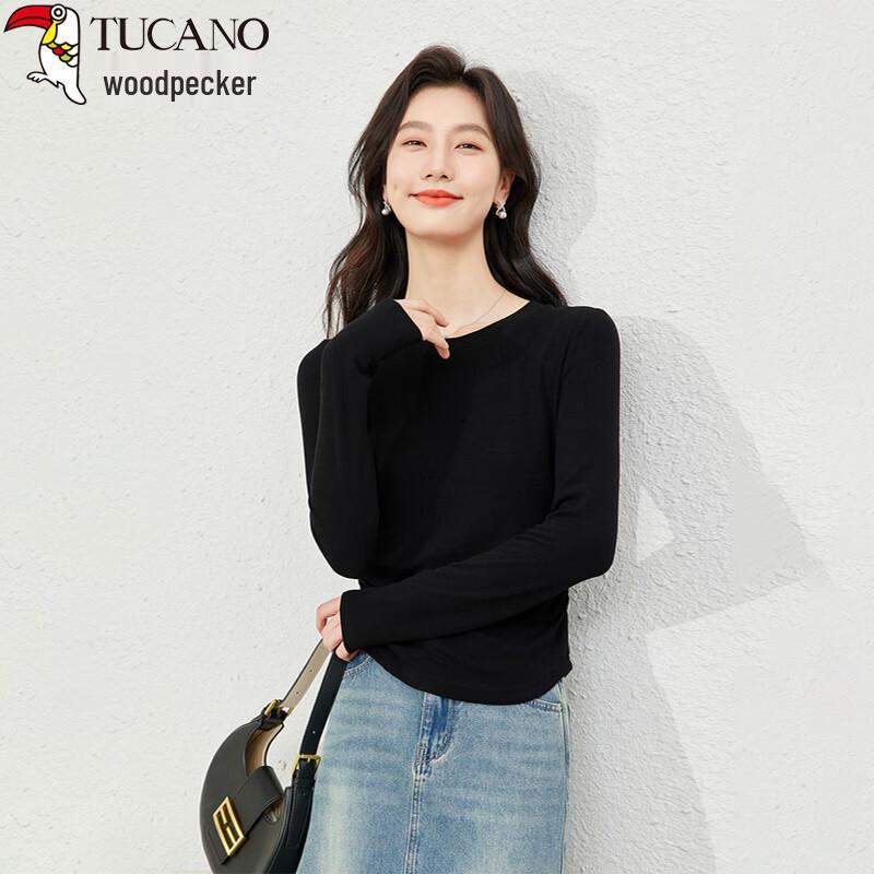 Woodpecker Women s Ribbed Ruched Round Neck Long Sleeve Slim Fit T-Shirt XXL