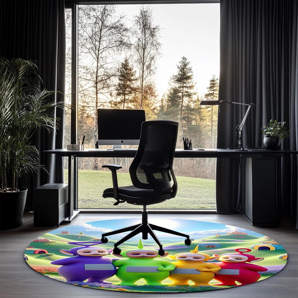Teletubbies Printed Round Rug Carpet Chair Rug Area Rug Entryway Doormats,for Office Chair Living Room Bedroom Kitchen Room.