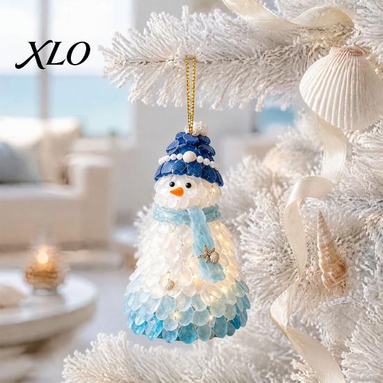 Decorative Animal Shaped Ornaments Blue Glass House Christmas Hanging Ornament, Acrylic Double Side Thoughtful Gift Ideas Printed Tree Decor Pendant,