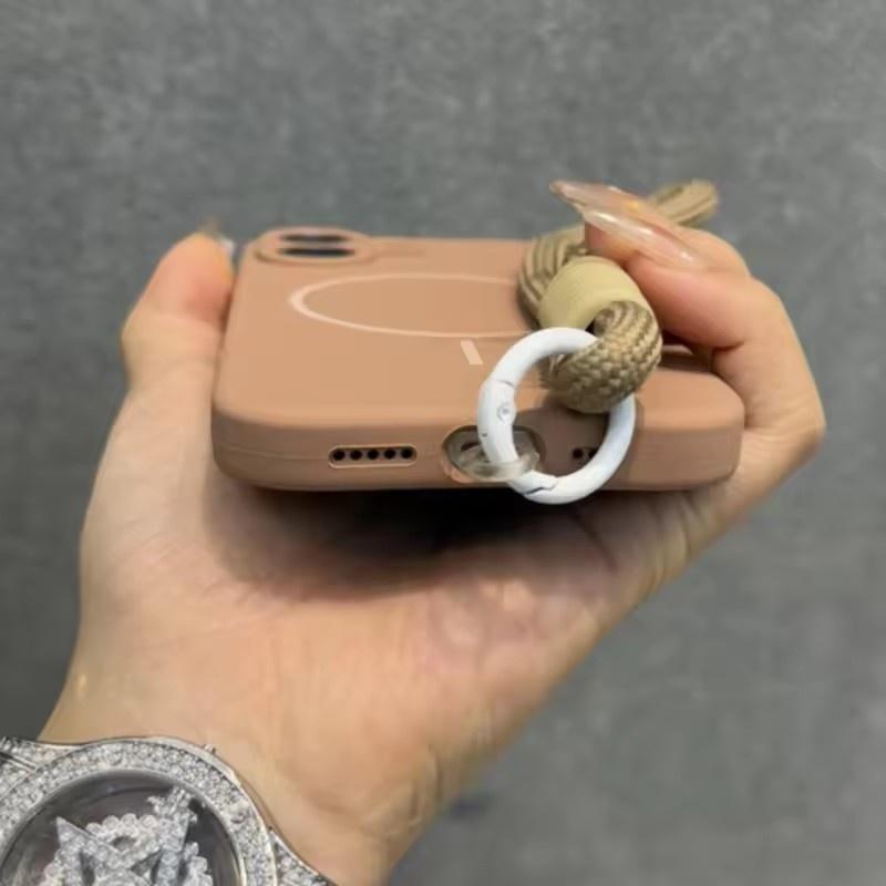 Candy Liquid Silicone Magsafe Case for iPhone 16 15 14 Plus 13 12 Pro Max Soft Shockproof Magnetic Lanyard Strap Cover