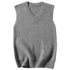 Solid color V-neck vest vest sweater men's 2025 autumn new loose knitted vest top casual trend