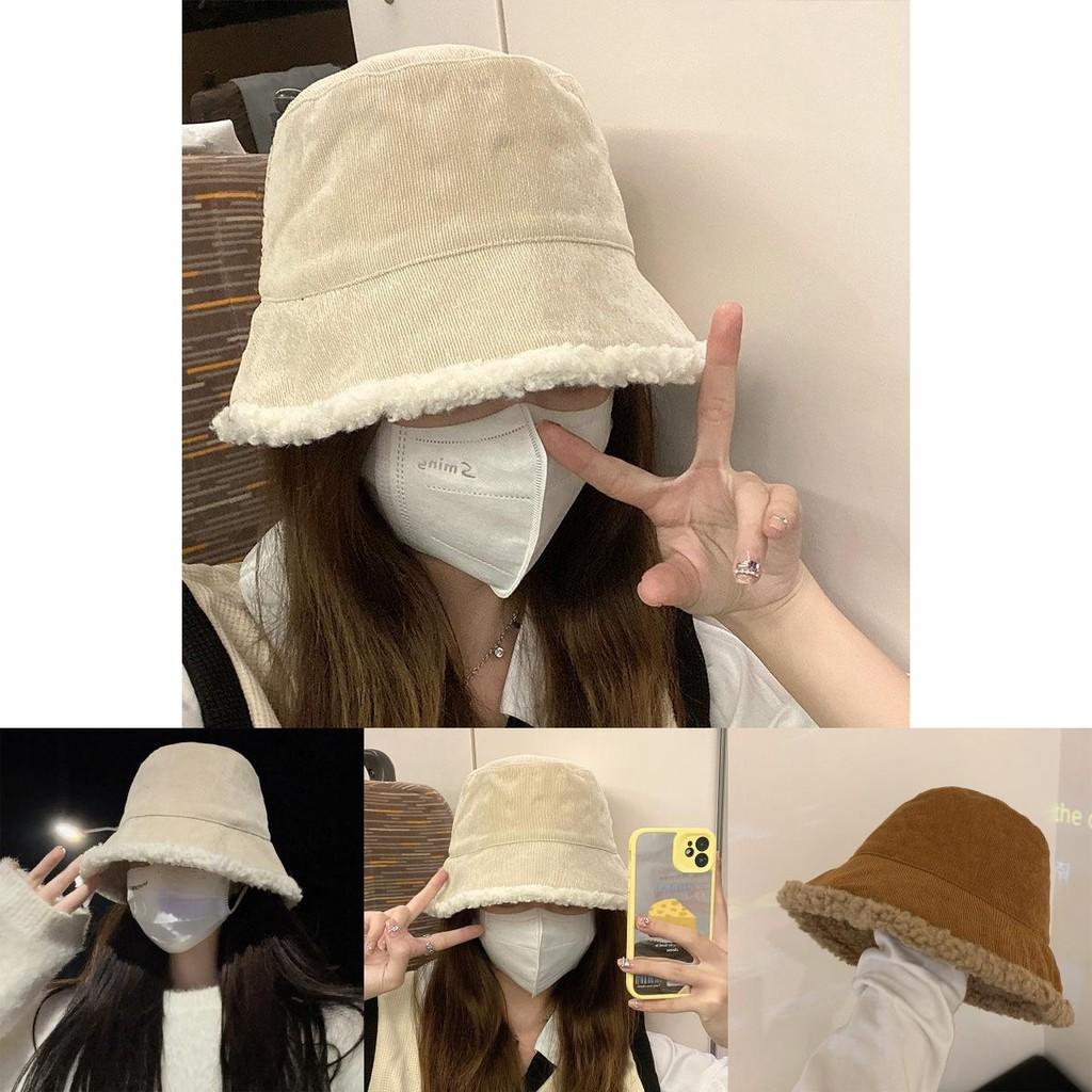 Fashionable Chic Lamb Wool Bucket Hat For Women 2022 Winter Trendy Warm Fisherman Hat