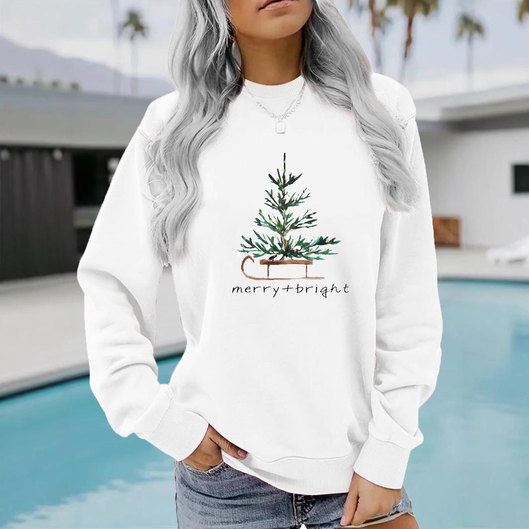 

Women s Cross-Border Autumn/Winter MERRY BRIGHT Long-Sleeve Crew Neck Sweatshirt XXXL