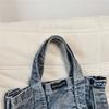 Large Capacity Denim Bag Retro Tote Bag Commuter Student Class Shoulder Crossbody Bag