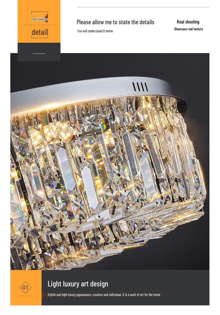 Luxury LED Crystal Ceiling Light: Round & Rectangular Dimmable Pendant for Living Room, Dining Room, Bedroom, Hall.