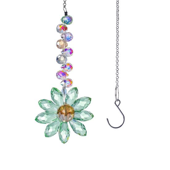 Glass Flower Suncatcher Hanging Decoration Indoor Outdoor Garden Car Rearview Mirror Rainbow Maker Floral Hanging Ornament