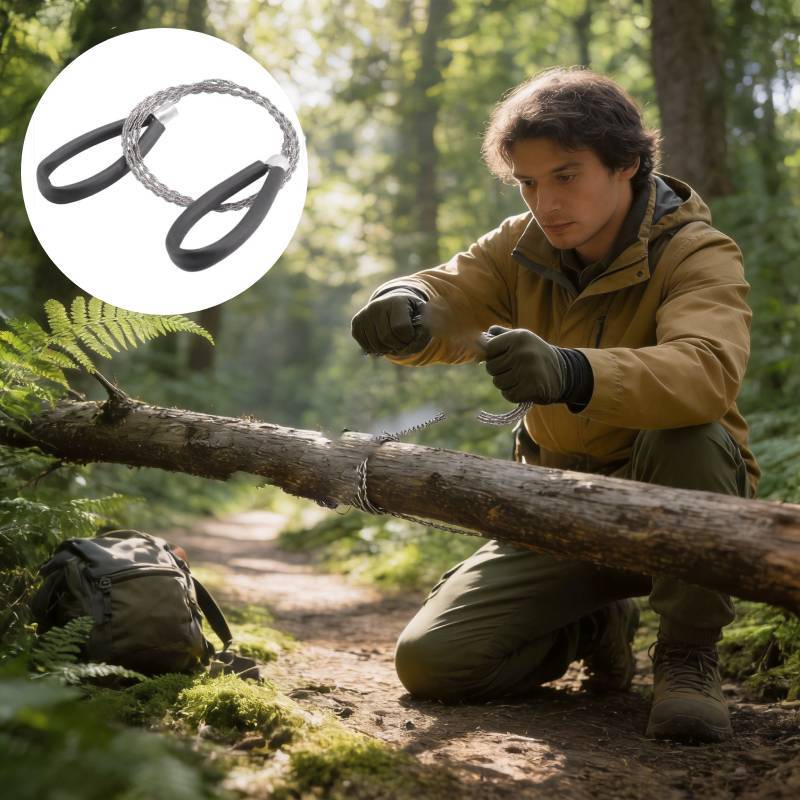 Outdoor Stainless Steel Ring Pull Wire Saw With 360 Degree Rotation For Camping And Survival