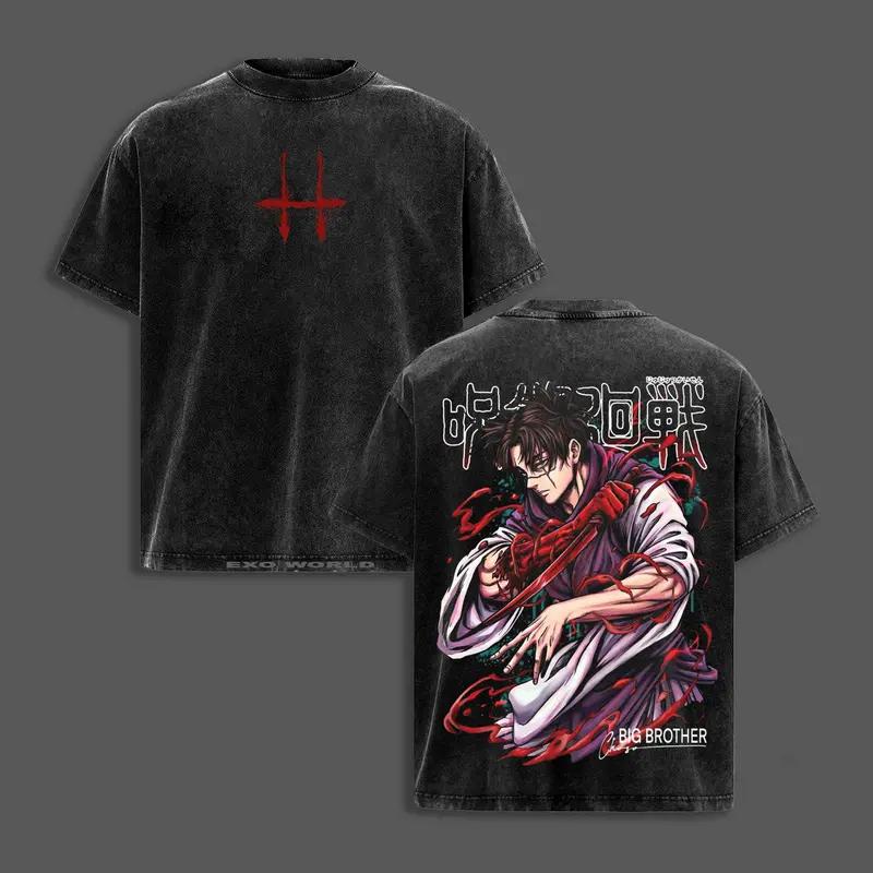 Hot Anime Jujutsu Kaisen Gojo Satoru Graphic Tee Men Women Clothing Washed Cotton Tshirt Casual T-shirt Harajuku Vintage T Shirt