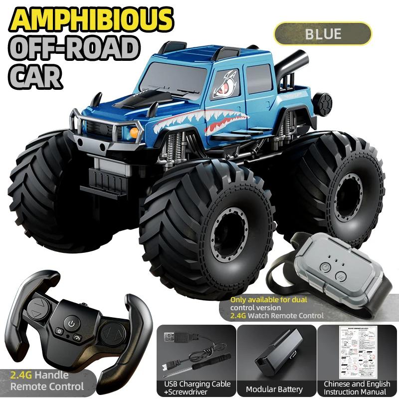 Q215 Amphibisches RC-Auto 2.4G Wasserdicht 4WD Geländegängig Hochgeschwindigkeit Kletter-Crawler Fernbedienungsfahrzeug Spielzeug für Kinder