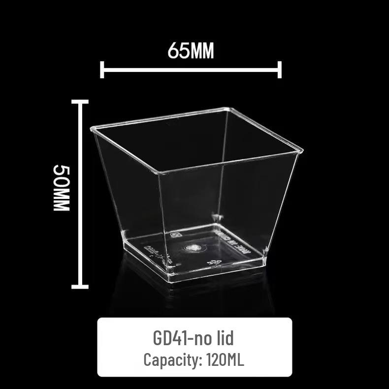 Set de Cupe Pătrate Transparente pentru Sos și Mousse cu Lingurițe - Perfect pentru Deserturi și Aperitive