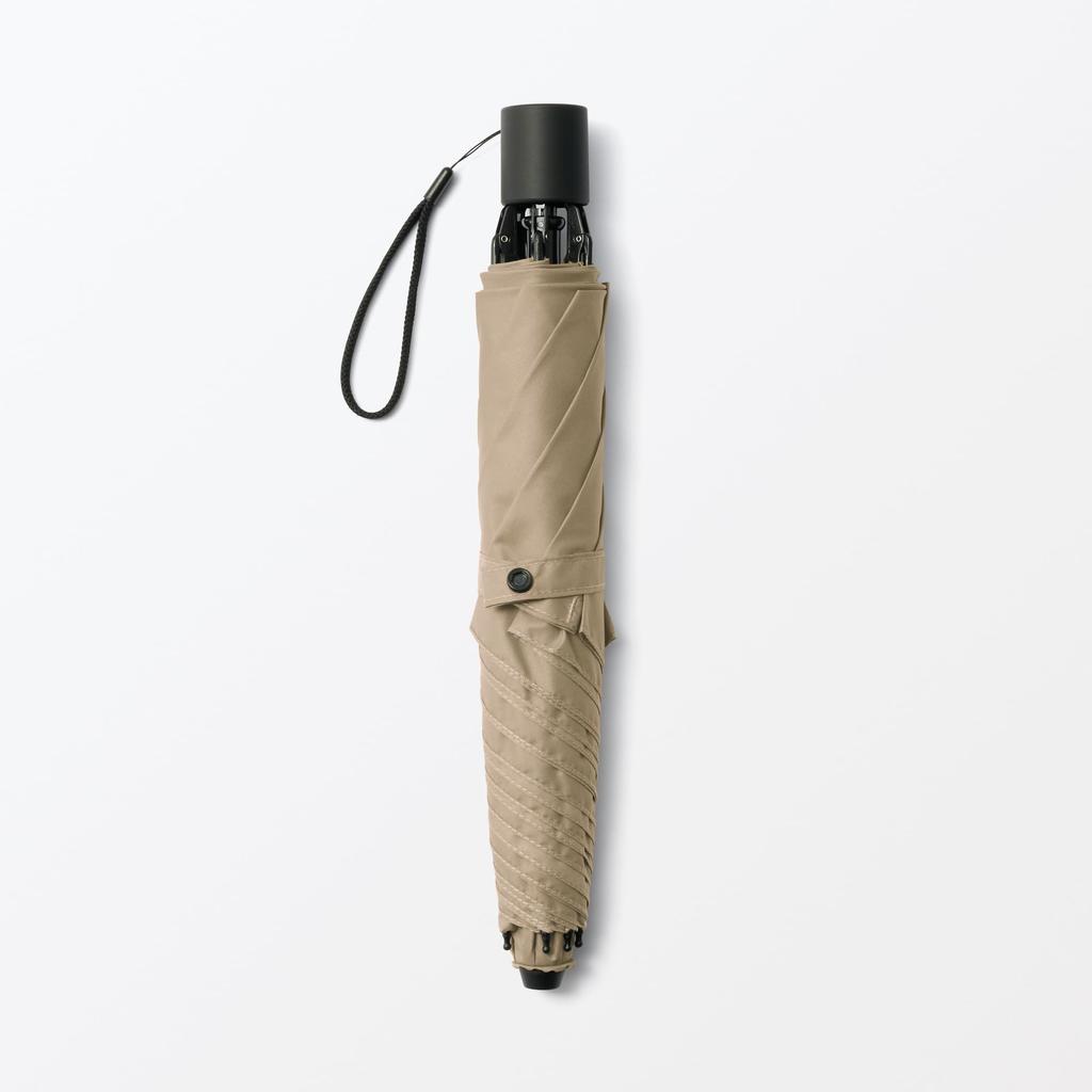 MUJI Folding Umbrella for Sun and Unisex Dark 55cm Rib Length Two-Way Rain, Adult, DEA15A5A, Beige,
