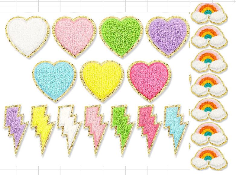 Cross-Border Smiley Face Embroidery Cloth Sticker Towel Embroidery Lightning Patch Sticker Ironing Greet Computer Embroidery Chapter Boy Love Sticker