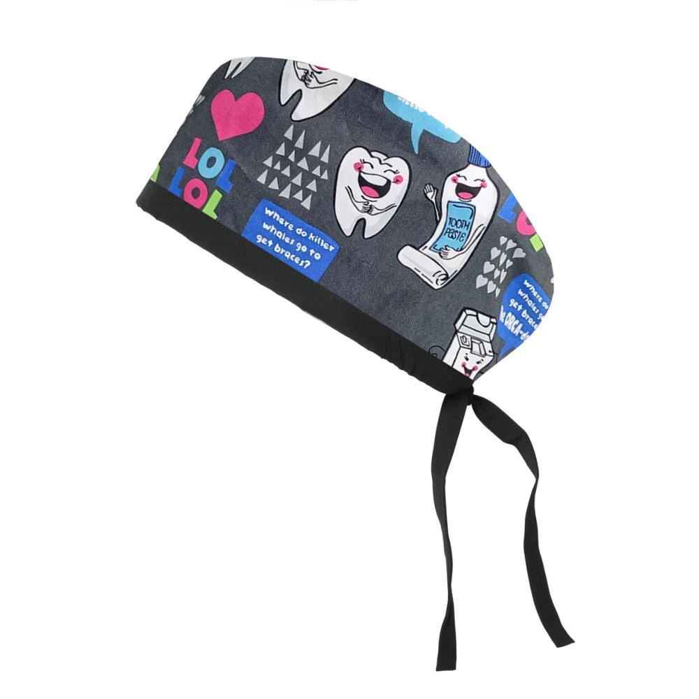 Adjustable Cotton Surgical Cap with Cartoon Print for Women and Men