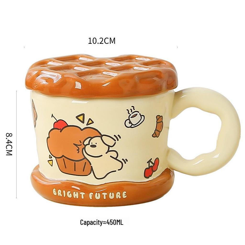 Creative Cartoon Animal Ceramic Mug with Lid - Cute Birthday Souvenir Coffee Cup for Girls