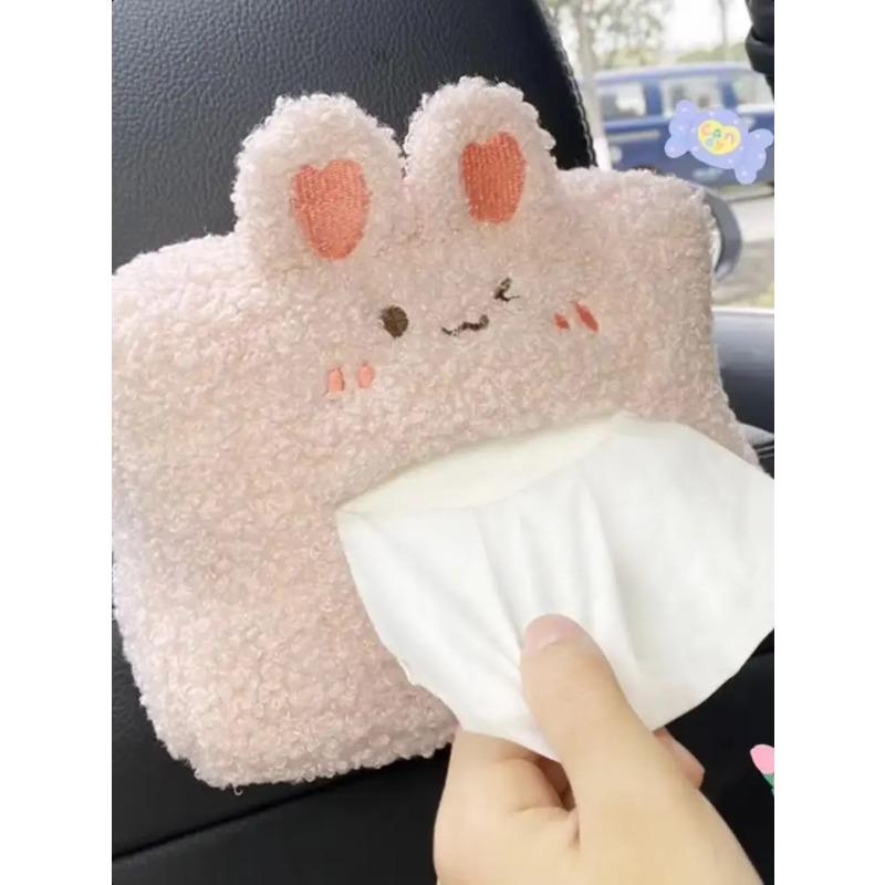 Universal Cartoon Car Tissue Box Plush Animals Seat Back Tissue Storage Case Car Interior Decoration Accessories Tissue paper