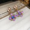 Elegant Zircon Geometric Flower Jewelry Set: Luxury Necklace & Stud Earrings