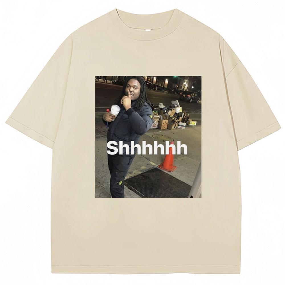 Lucki Shhhhh Funny Meme Print T-shirts Men's Women's Oversized Humor T Shirt 100% Cotton O-Neck Casual T Shirts