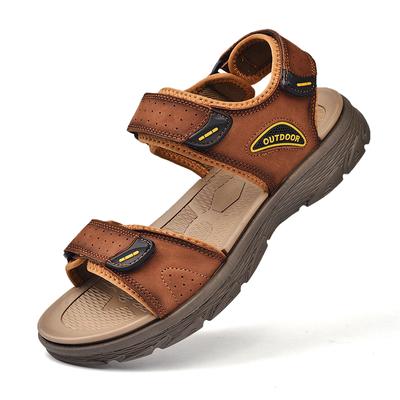Sommer Sandalen aus echtem Leder für Herren, Outdoor-Strandschuhe, offen, verstellbar, Markendesigner, leicht, bequem