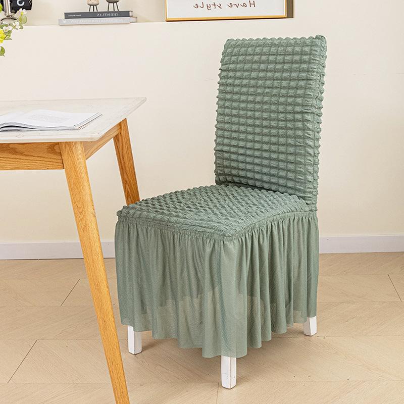 

Чехол на стул-юбку из сирсакера для обеденного зала, банкета, свадьбы, эластичный, моющийся, на сиденье, домашний декор, противогрязный, эластичный, 1 шт. 1 Piece