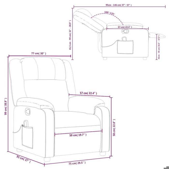 VidaXL Reclining Massage Armchair Dark Grey Fabric 373549