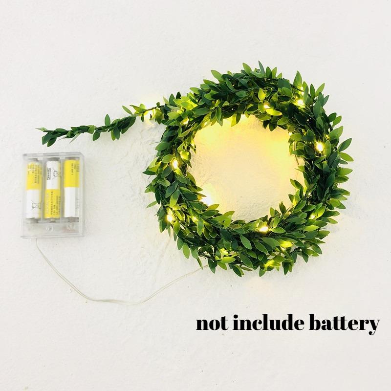 Artificial Green Leaf String Lights, Battery Powered LED Simulation Flower Greenery Garland, Fairy Lights for Wedding Room Indoor Wall Home Decor