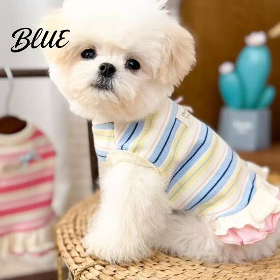 Sleeveless Dog Dress Colorful Striped Dress Stretchy Outfit