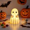Whimsical Ghost Statue LED Middle Finger Halloween Night Light, Cute Spooky Handmade Ornaments for Desktop Home Office Decor Haunted House Display