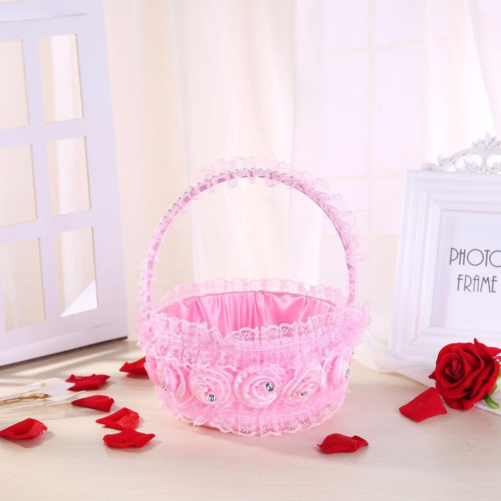 Kreativ Rhinestone Blonder Blomsterkurv Gave Brudepike Blomsterpike Kronblad Bærbar Kurv, Bryllupsrekvisitter