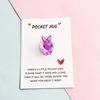 7Pcs Bunny Pocket Hug Card Positive Keepsake Card with Cute Resin Mini Bunny Emotional Support Card Gift for Friends Easter Basket Stuffers