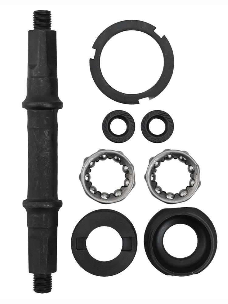 Kit d'axe de roue de vélo avec design à trou carré, avec cuvettes et roulements, assemblage facile