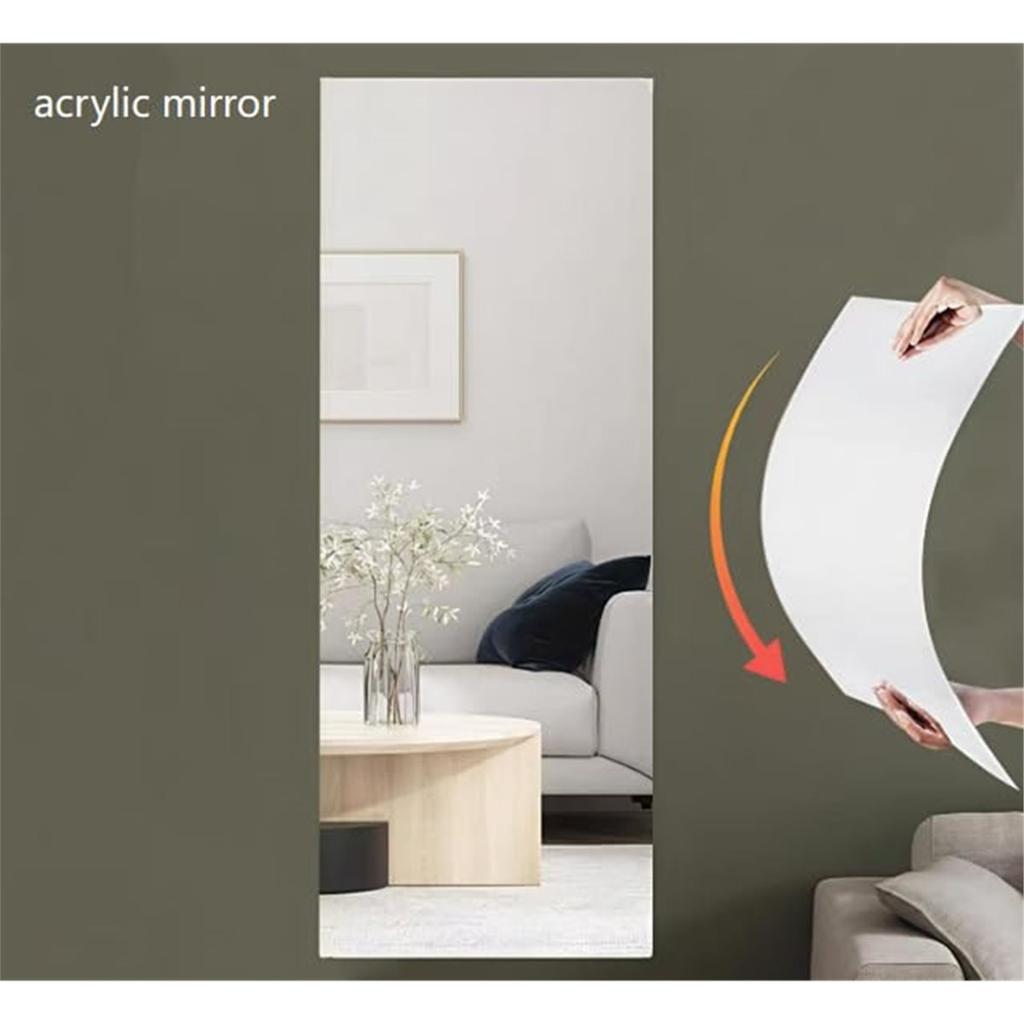 BHBL DIY PET Mirror Wall Sticker 40cm X 122cm Self-Adhesive Shatter- Flexible Decal for Living Room Bathroom
