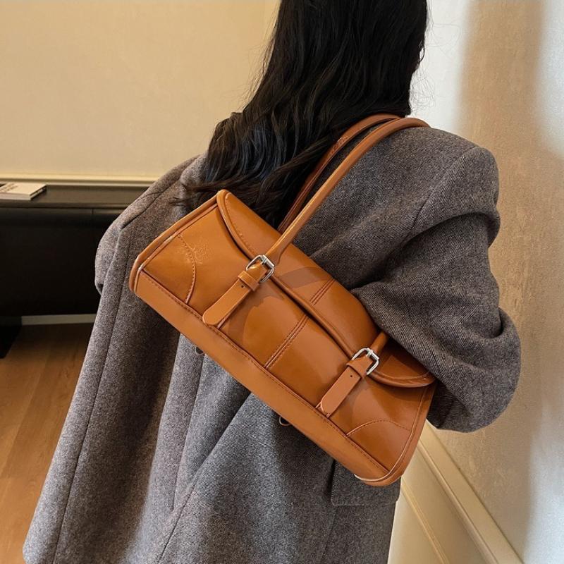 Borsa a Mano Moda in Pelle Borsa a Spalla con Cinghie Regolabili a Fibbia Borse Ispirate al Retrò per Donna Borsa da Sotto Braccio