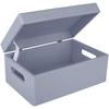 Grey Wooden Storage Box To Decorate | 30 X 20 X 14 Cm | with Lid and Handles