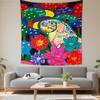 Boho Chic Wall Tapestry With Moon Phase Floral Starry Sky Design Bedroom Yoga Studio Decor