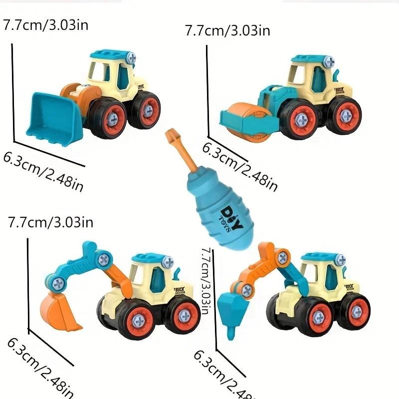 Children's construction model kit: DIY screw-assembly toy, disassemblable excavator with sliding function and simulation game