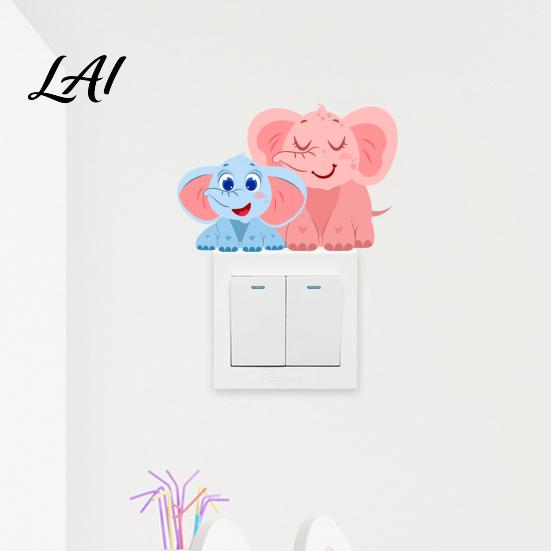 Decorative Party Scene Accents Cute Elephant Switch Sticker PVC Waterproof Light Decal Protective Cover for Versatile Home Beautification Gifts Kids