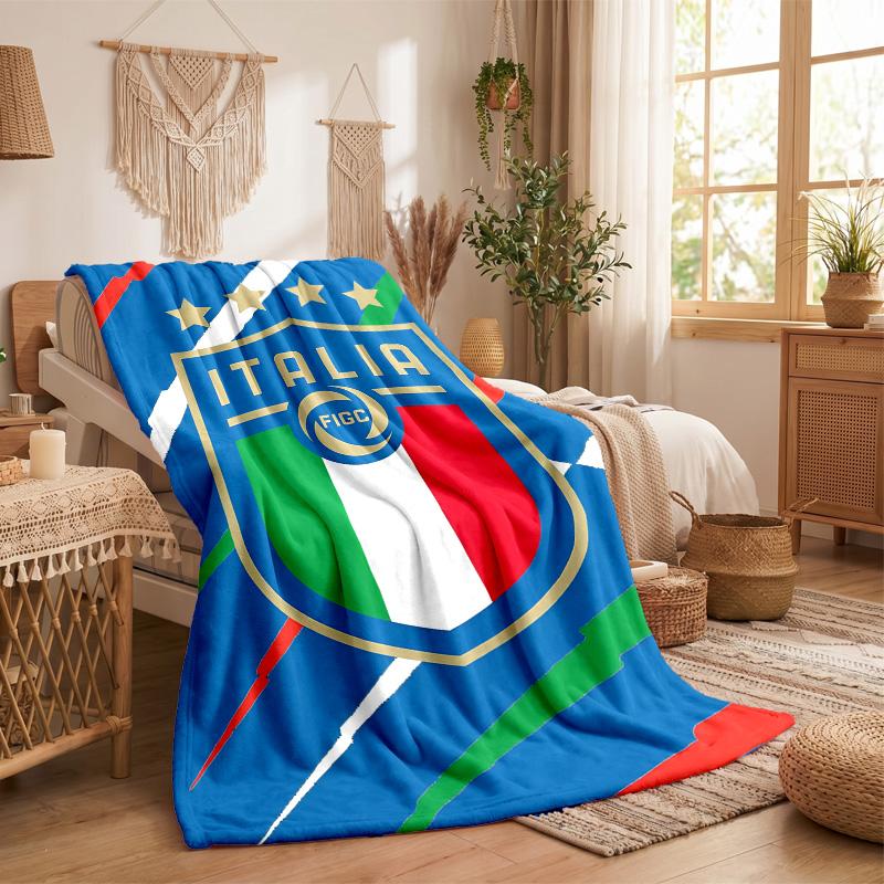 Italy National Football Team Print Flannel Blanket Soft Warm Sofa Bed Throw Blanket For Home Office Bedroom