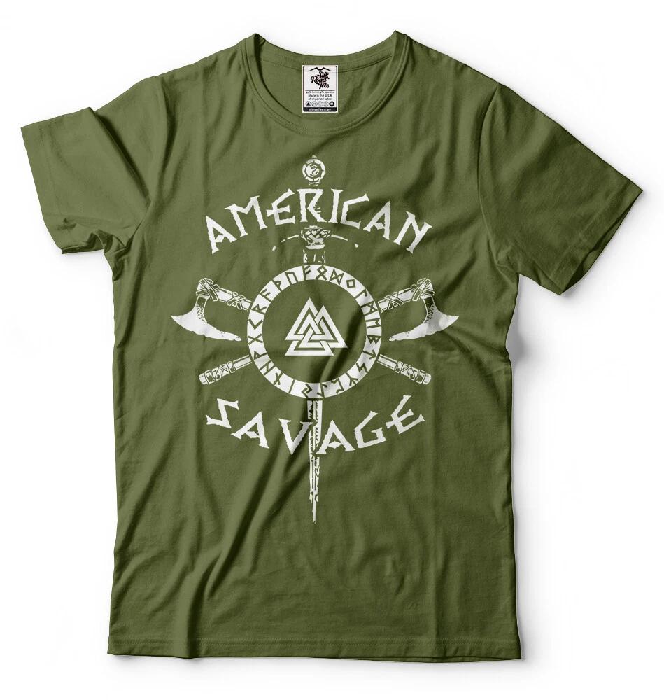 American Savage Viking T-shirt The Vikings Shirt Odin Thor Valhalla Viking Tee 2XL