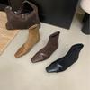 2025 New Square Head Low Tube Thin Versatile Rear Zipper Martin Fashion Suede Belt Buckle Women's Short Boots