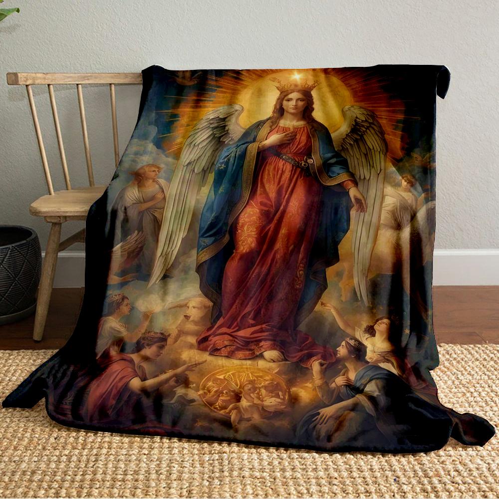 "Crowned Angel with Radiant Light Design"Flannel blanket for bedroom, living room, sofa, and nap