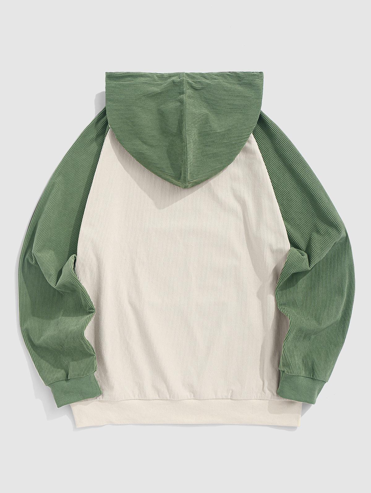 ZAFUL Мужская повседневная двухцветная цветная толстовка с капюшоном из вельвета — фото 2