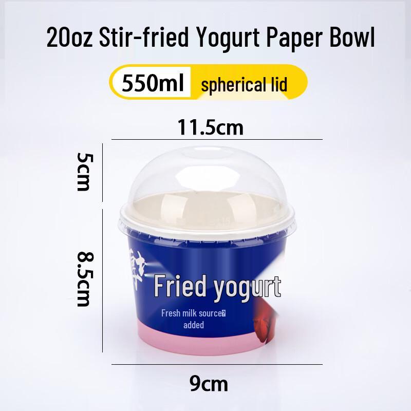 

Handon 20oz Disposable Fried Yogurt Paper Bowls with Dome Lids