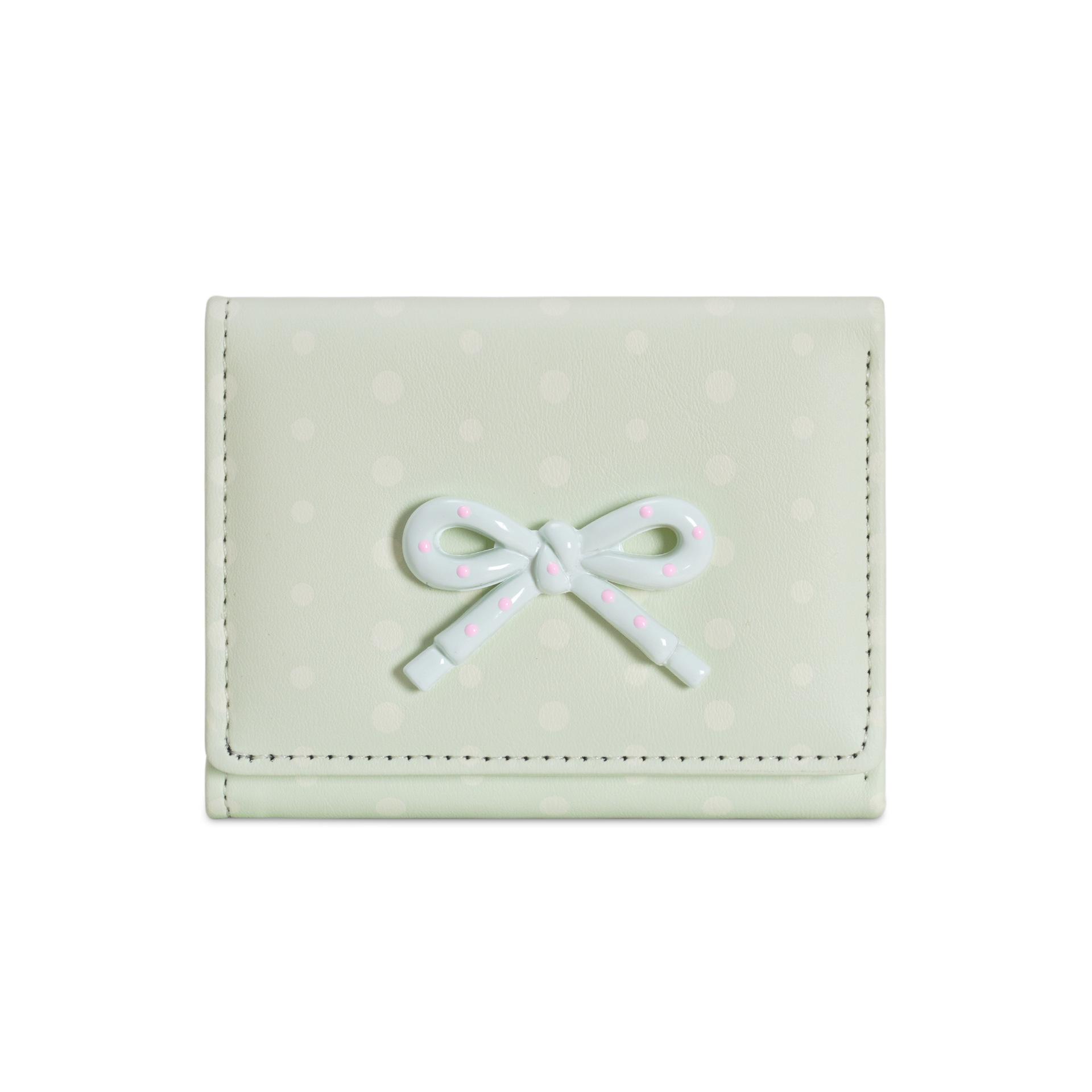 Polka Dot Bow Multi-Color Three-Fold Change Bag For Women S High-End Sense Of Simple Flower Wallet светло-зеленый 1470₽